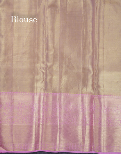 Beautiful Baby Pink Tissue Bridal Pure Kanjivaram Silk Saree With Contrast Light Pink Evening Morning Border