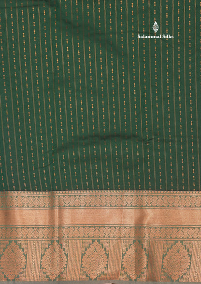 Bottle Green Colour Semi Silk Saree With Light Green Border