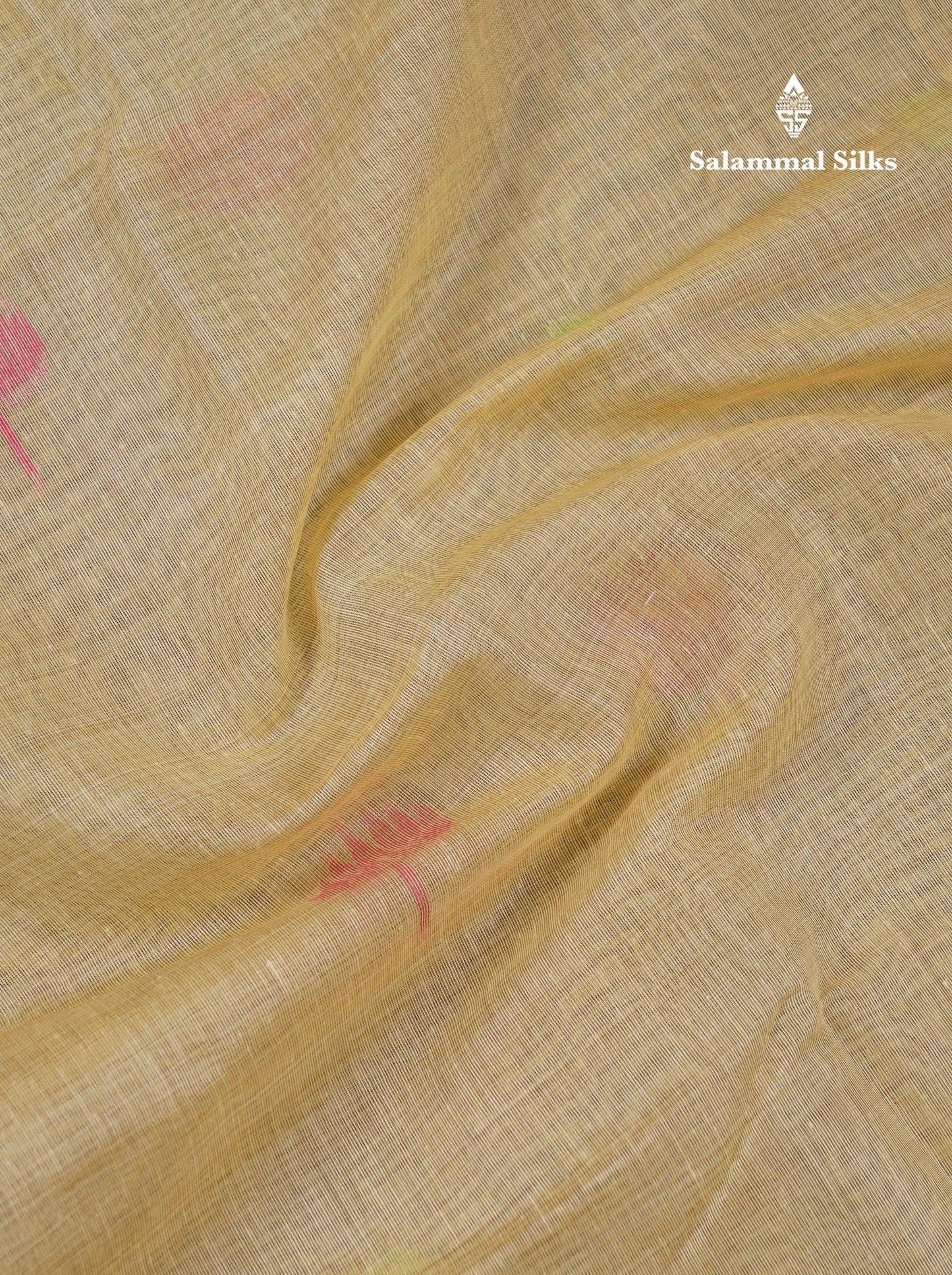 Beautiful Yellow Thread Work Butta Muga Cotton Saree With Blouse