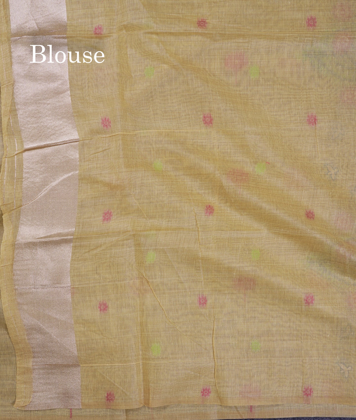 Beautiful Yellow Thread Work Butta Muga Cotton Saree With Blouse