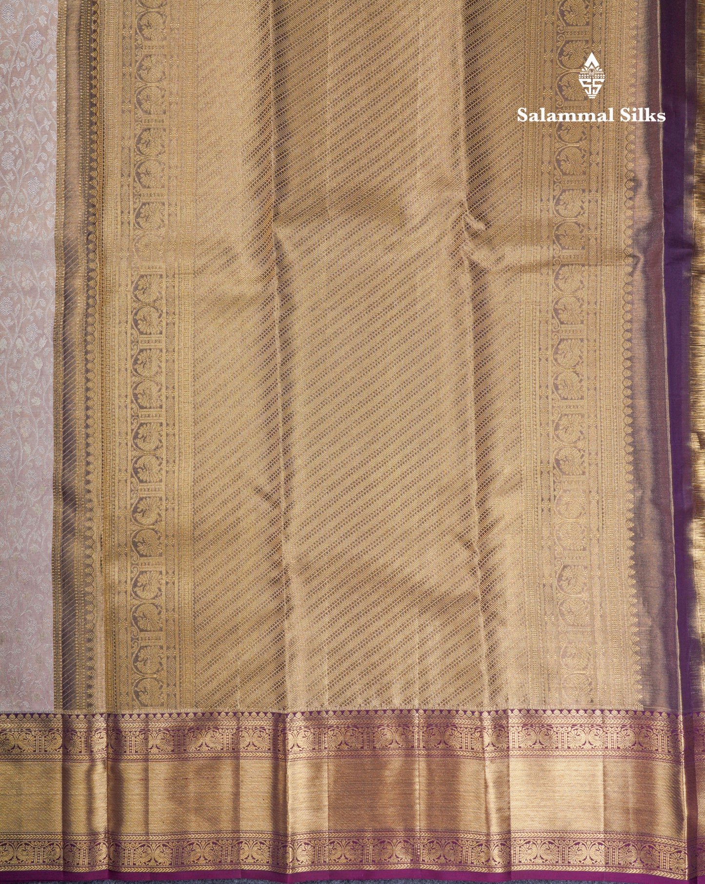 Beautiful Light Peach Tissue Bridal Pure Kanjivaram Silk Saree With Contrast Dark Magenta Traditional Border