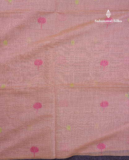 Beautiful Yellow Thread Work Butta Muga Cotton Saree With Blouse