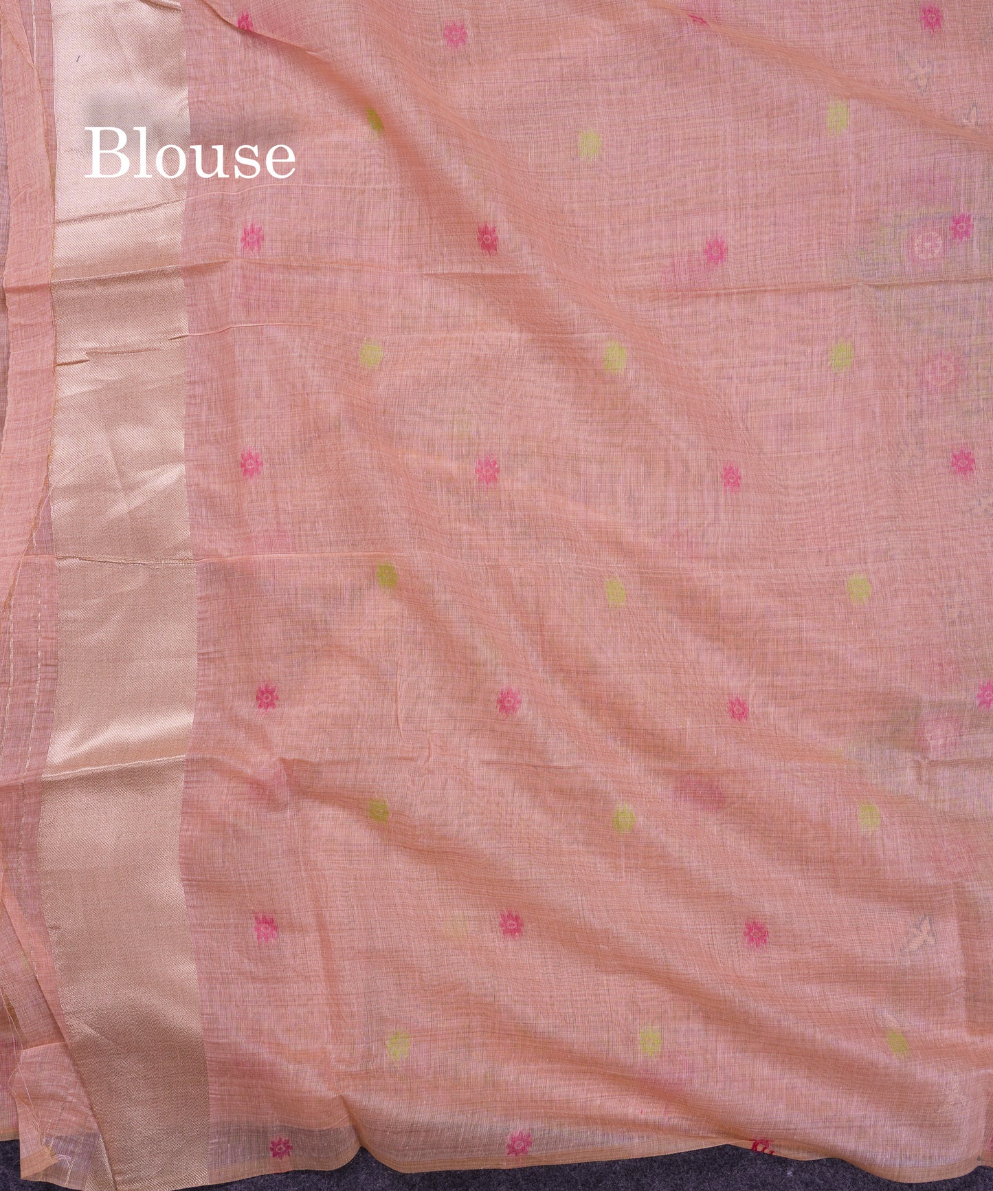 Beautiful Yellow Thread Work Butta Muga Cotton Saree With Blouse