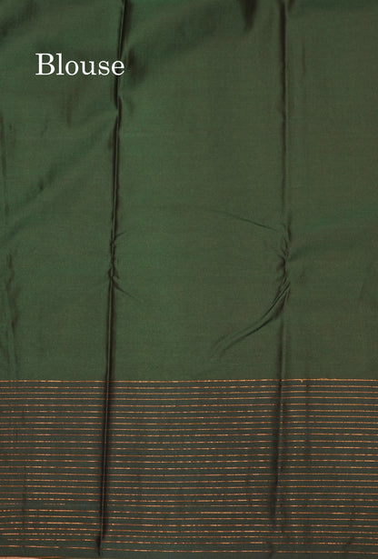 Mango Yellow Colour Semi Silk Saree With Contrast Bottle Green Border