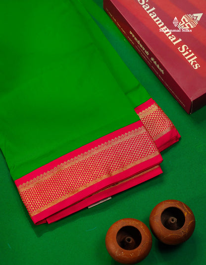 9.5 Yards Semi Silk Saree Orange with Contrast Pink Border