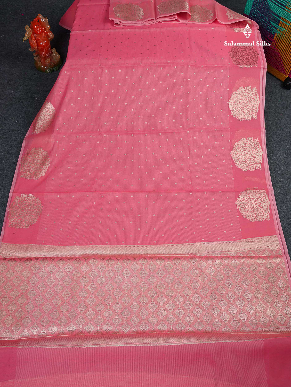 Cotton Mix Saree - Pinkish Peach Colour Body With Fancy Border 