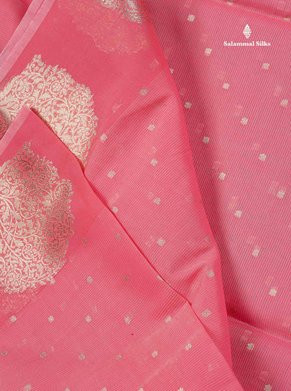 Cotton Mix Saree - Pinkish Peach Colour Body With Fancy Border