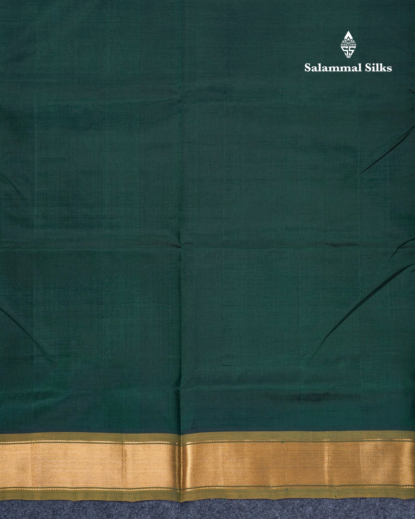 Bottle Green Plain Pure Silk Cotton Saree With Contrast Manthulir Yellow Blouse