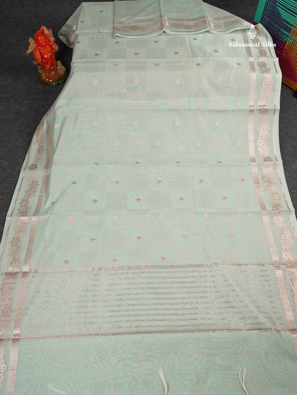 Cotton Mix Saree - Pastel Mint Green Colour Body With Fancy Border 