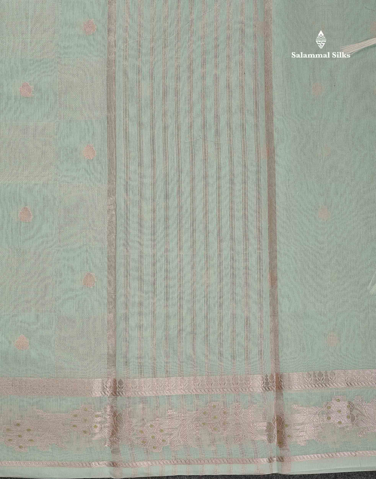 Cotton Mix Saree - Pastel Mint Green Colour Body With Fancy Border