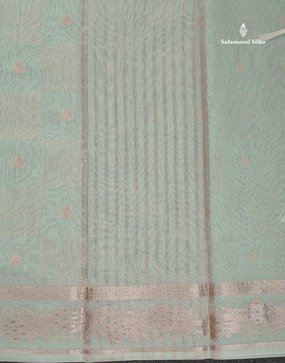 Cotton Mix Saree - Pastel Mint Green Colour Body With Fancy Border