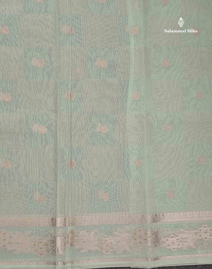 Cotton Mix Saree - Pastel Mint Green Colour Body With Fancy Border