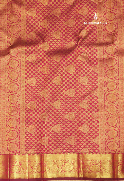 Magenta Colour Pure Kanjivaram Silk Saree With Gold Zari Border