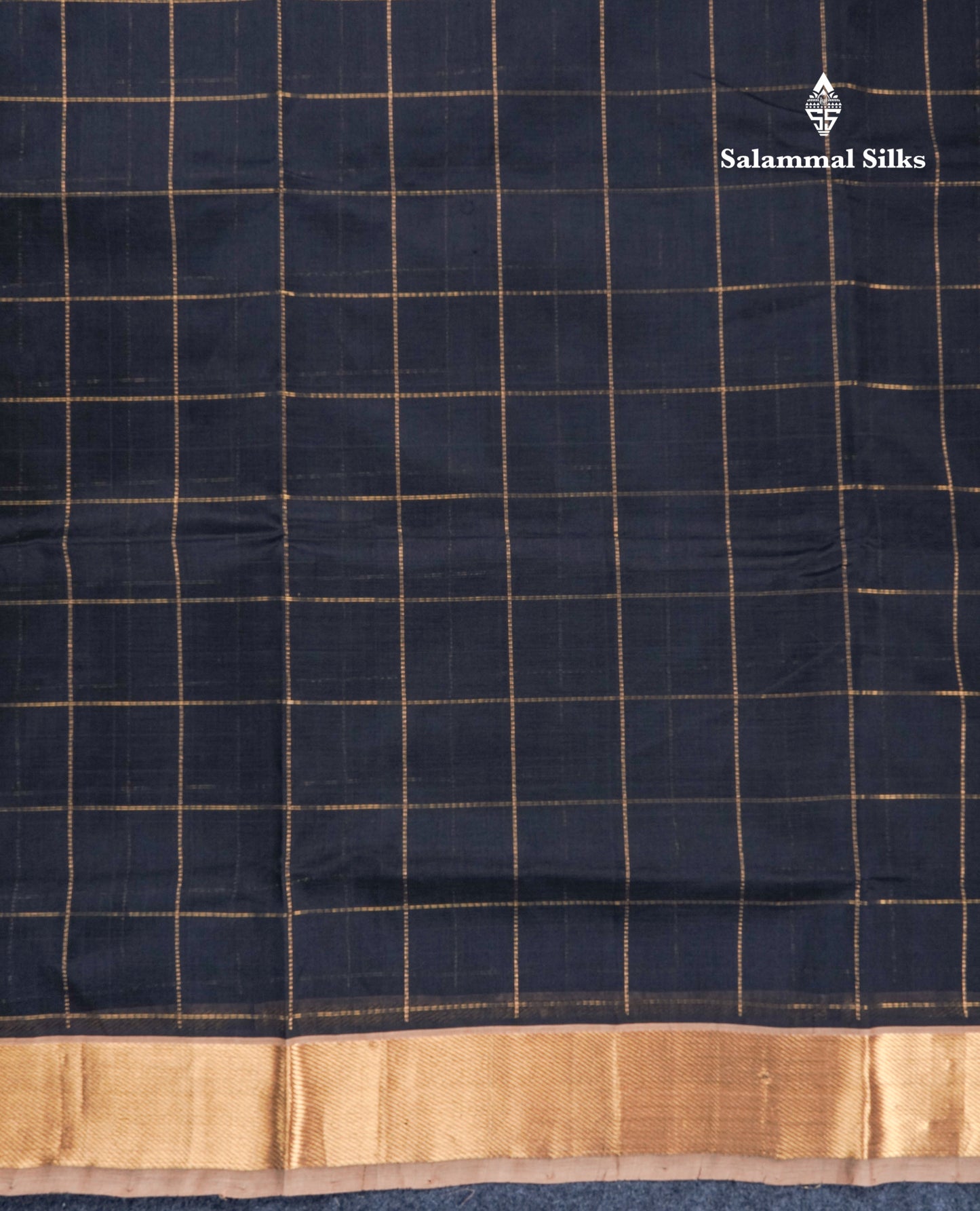 Black Checks Pure Silk Cotton Saree With Contrast Beige Blouse