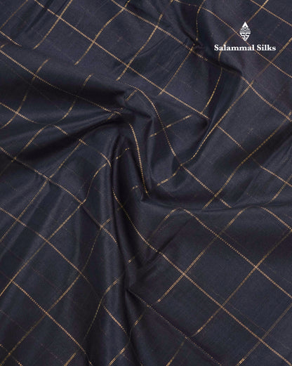 Black Checks Pure Silk Cotton Saree With Contrast Beige Blouse