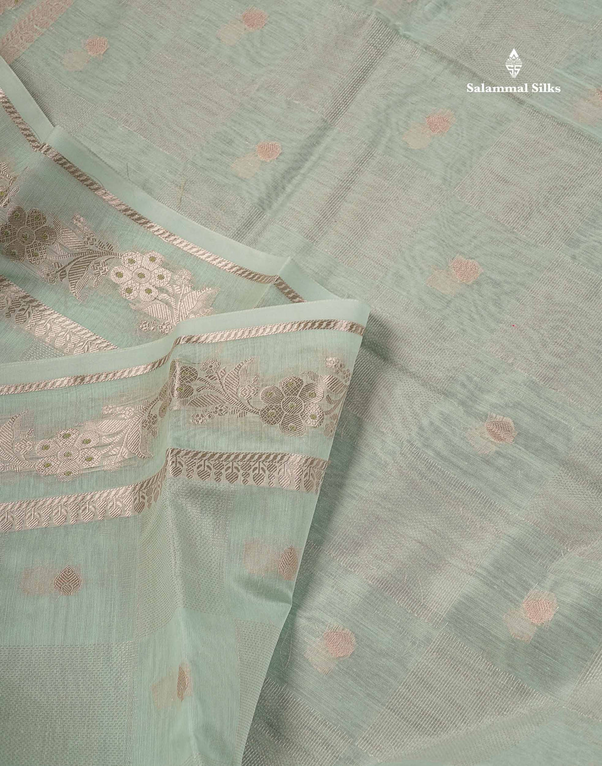 Cotton Mix Saree - Pastel Mint Green Colour Body With Fancy Border
