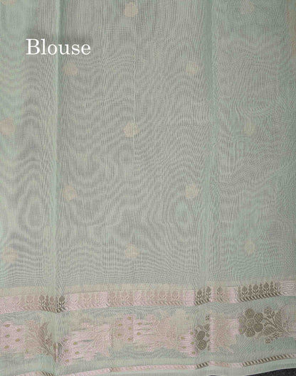 Cotton Mix Saree - Pastel Mint Green Colour Body With Fancy Border