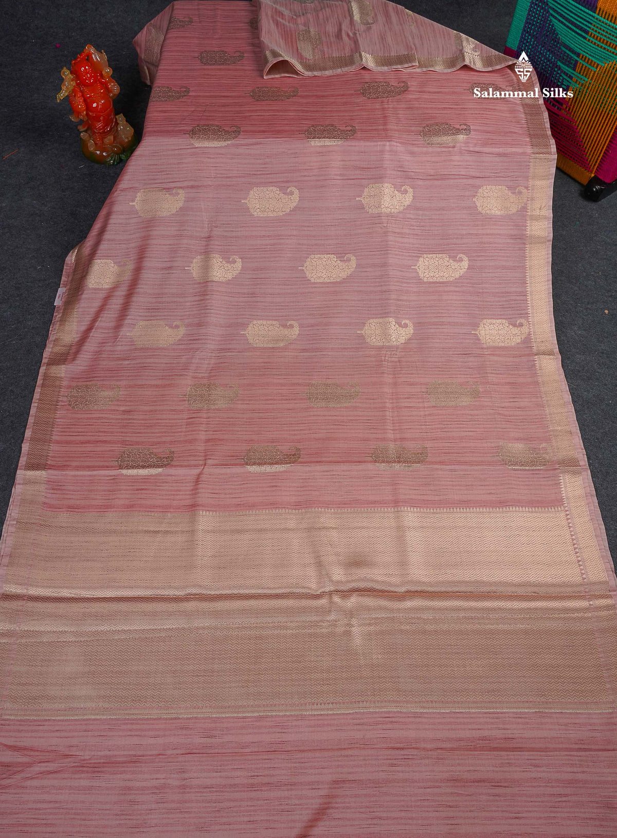 Jute Cotton Mix Saree -  Onion Pink Colour Body With Small Border