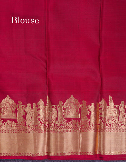 Beautiful Maroon Plain Pure Kanjivaram Pure Silk Saree with Traditional Pallaku Border