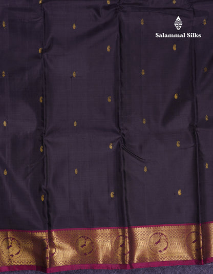 Beautiful Black Pure Kanjivaram Silk Saree With Contrast Dark Maroon Traditional Medium Border