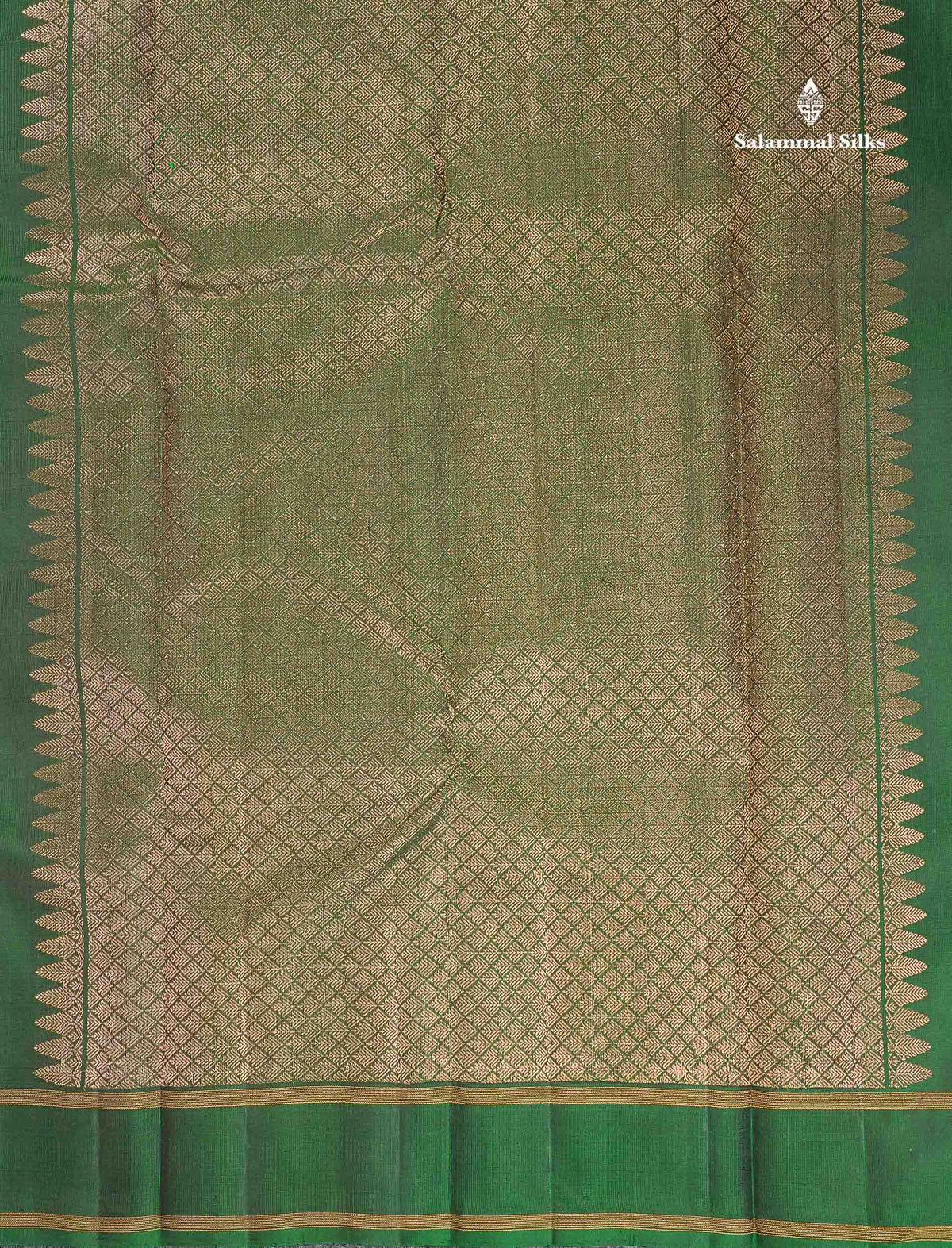 Pure Kanjivaram Silk Saree - Dual Tone Bottle Green Colour Body With Zari Butta & Gap Border
