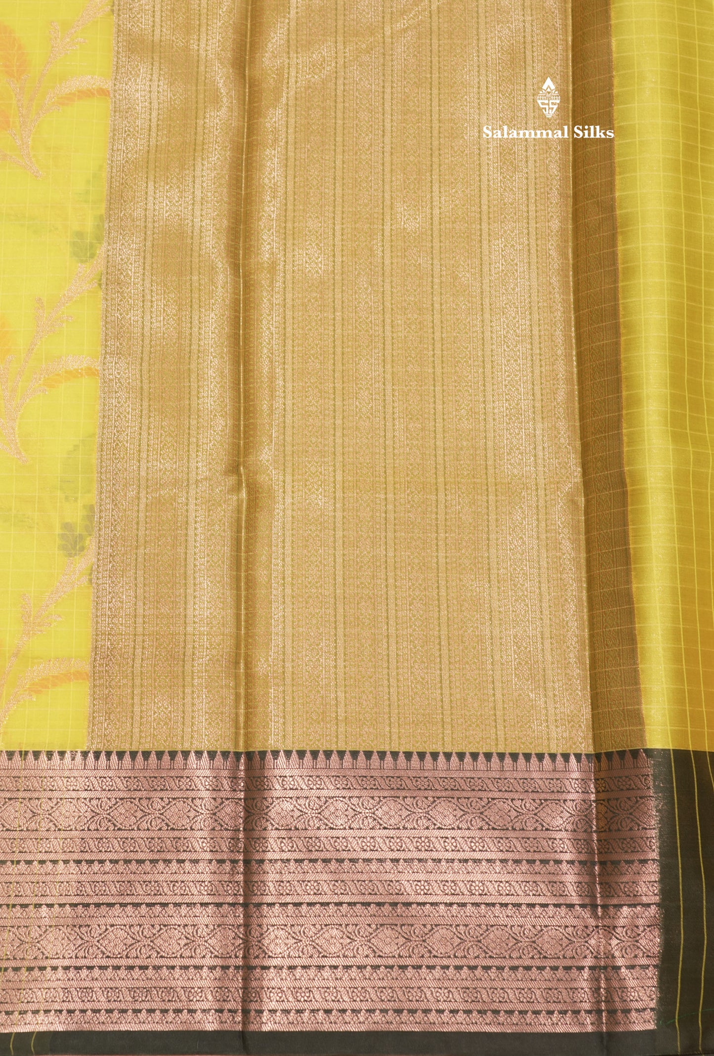 Lemon Yellow Colour Fancy Semi Silk Saree With Contrast Green Border