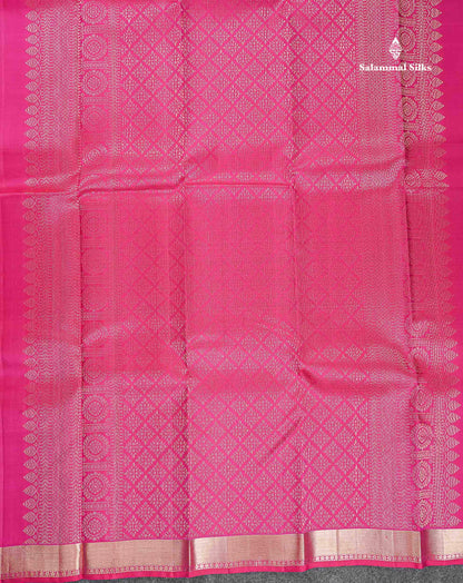 Pure Kanjivaram Silk Saree - Pink Colour Body With Small Traditional Border