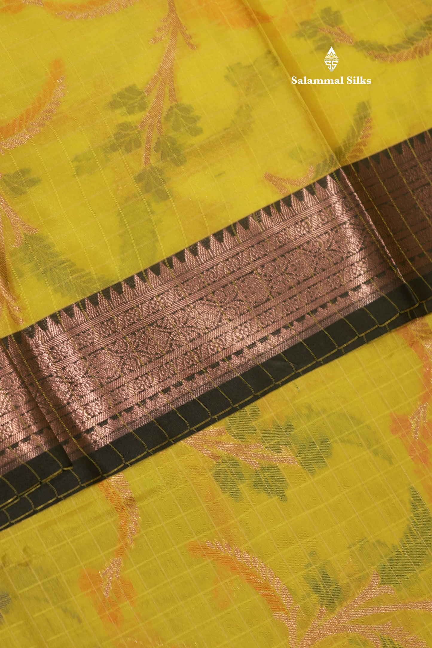 Lemon Yellow Colour Fancy Semi Silk Saree With Contrast Green Border
