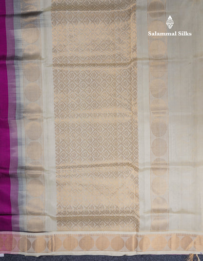 Magenta Colour Pure Silk Cotton Saree With Contrast Half White Blouse