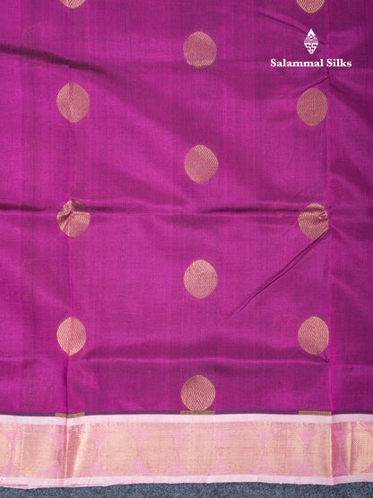 Magenta Colour Pure Silk Cotton Saree With Contrast Half White Blouse
