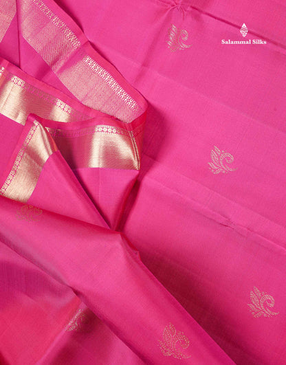 Pure Kanjivaram Silk Saree - Pink Colour Body With Small Traditional Border