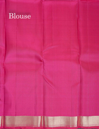 Pure Kanjivaram Silk Saree - Pink Colour Body With Small Traditional Border