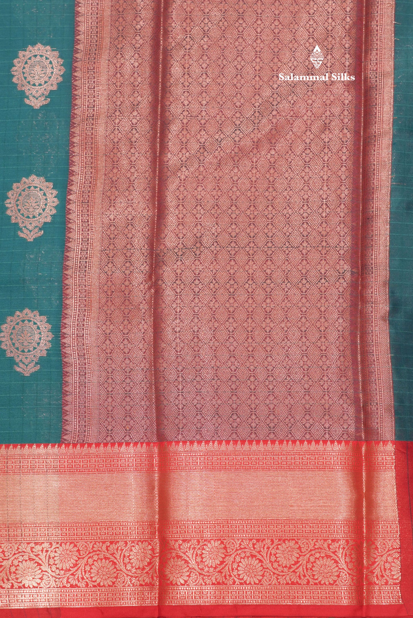 Peacock Green Colour Fancy Saree With Contrast Red Border