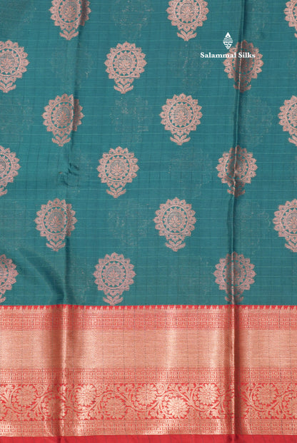 Peacock Green Colour Fancy Saree With Contrast Red Border