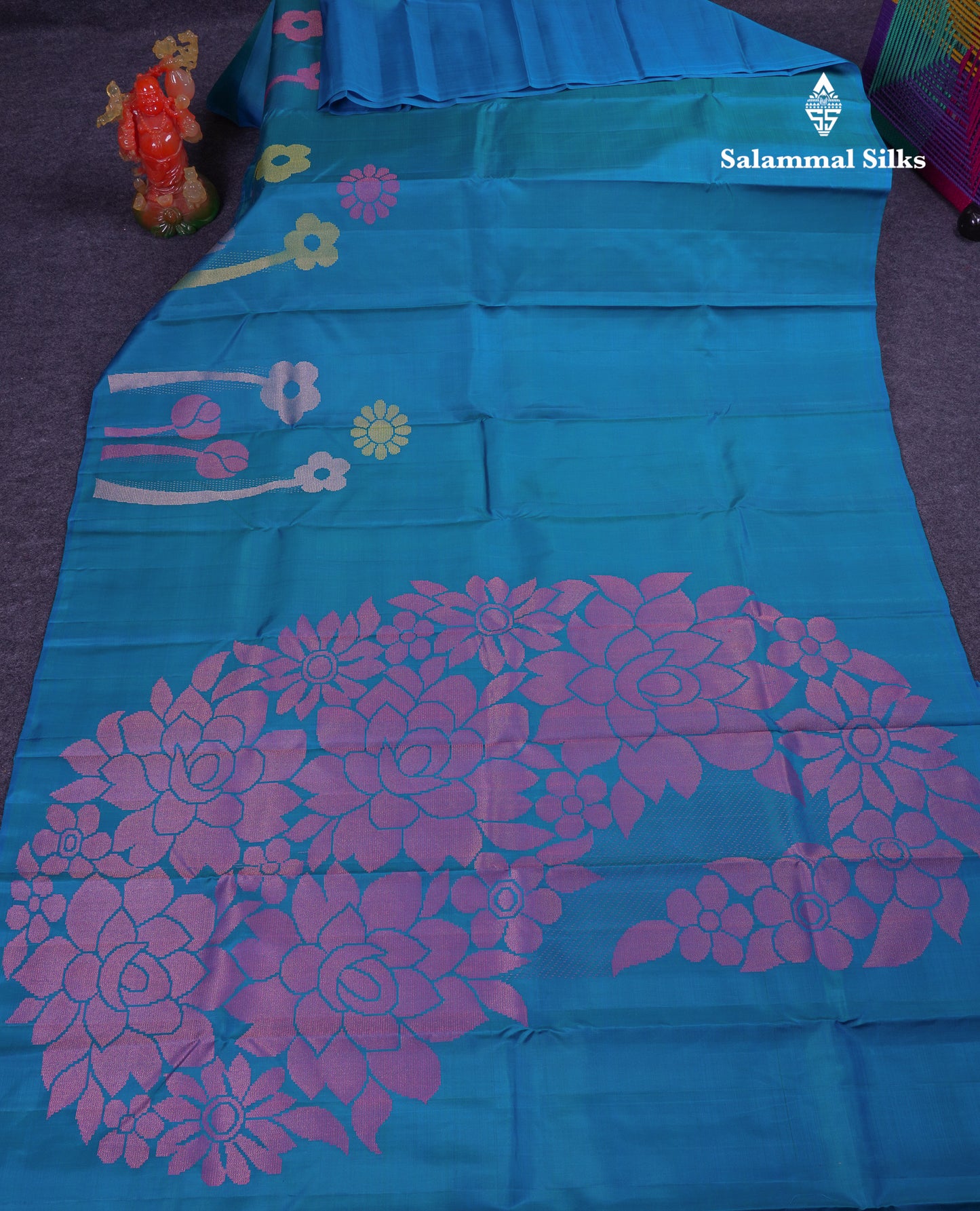 Beautiful Dual Tone Peacock Blue Fancy Pure Kanjivaram Silk Saree With Blouse