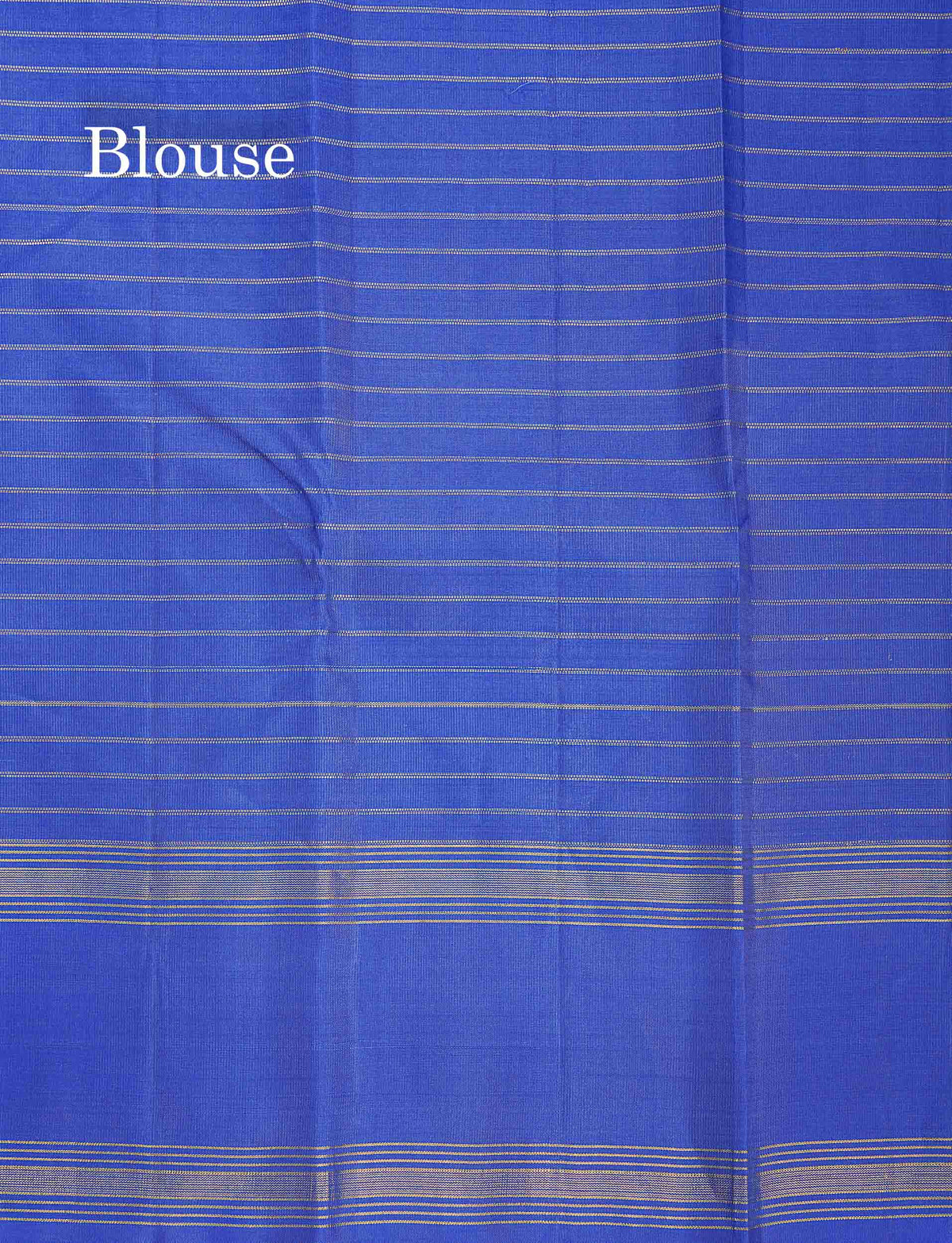 Pure Kanjivaram Silk Saree - Royal Blue Colour Body Horizontal Zari Lines With Traditional Butta & Gap Border