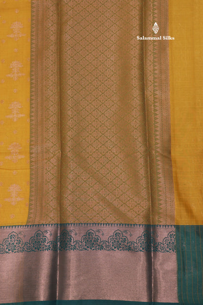 Yellow Colour Fancy Saree With Contrast Sapphire Green Border
