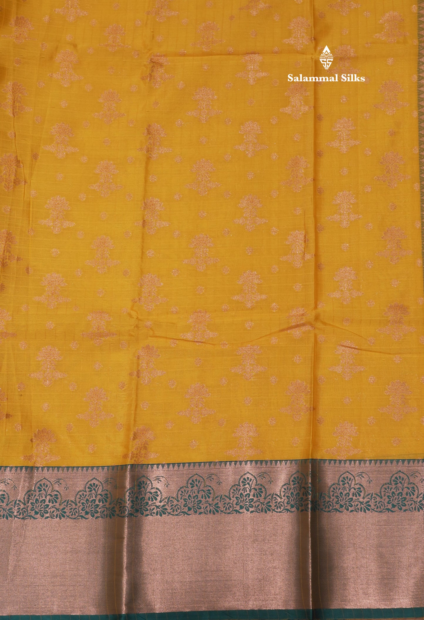 Yellow Colour Fancy Saree With Contrast Sapphire Green Border
