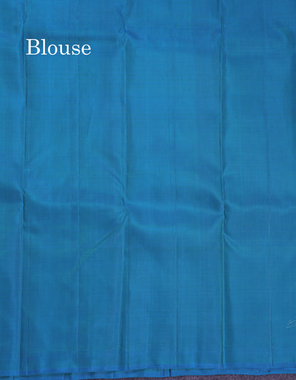 Beautiful Dual Tone Peacock Blue Fancy Pure Kanjivaram Silk Saree With Blouse
