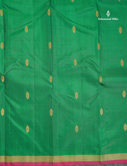 Pure Kanjivaram Silk Saree - Orange Colour Body Zari Butta With Small Zari Border