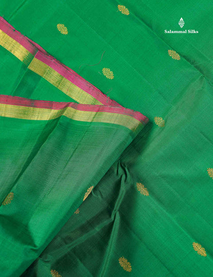 Pure Kanjivaram Silk Saree - Orange Colour Body Zari Butta With Small Zari Border