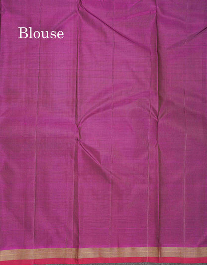 Pure Kanjivaram Silk Saree - Orange Colour Body Zari Butta With Small Zari Border