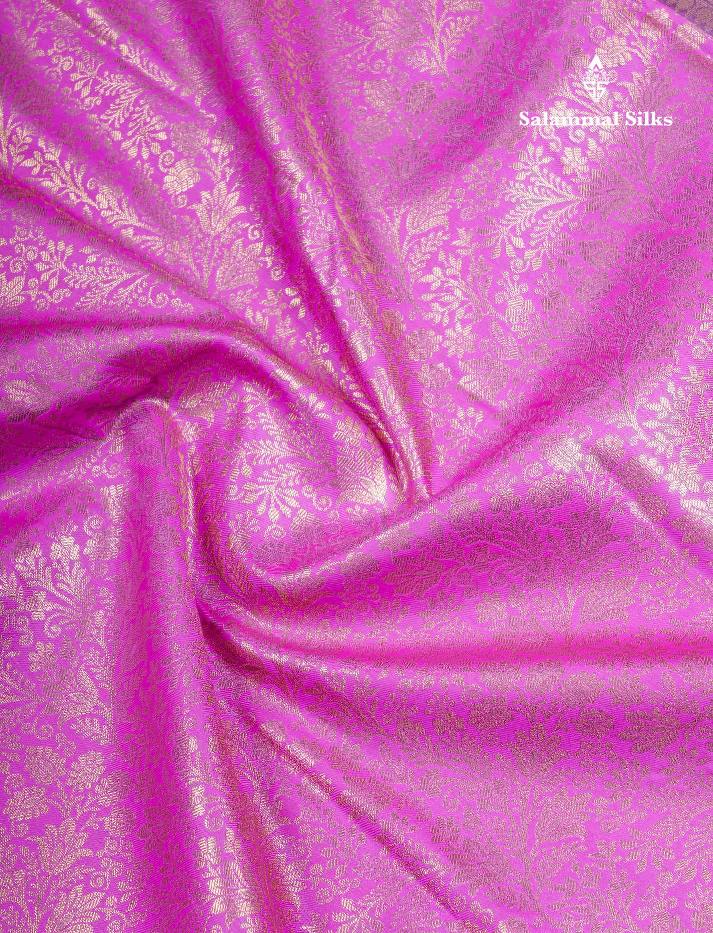 Magenta Pink Bridal Semi Silk Saree With Contrast Brown Long Border