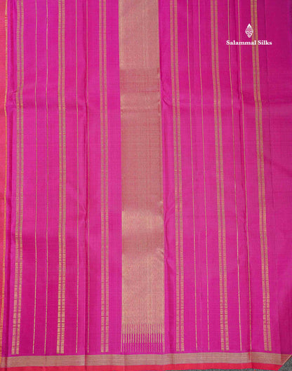 Pure Kanjivaram Silk Saree - Orange Colour Body Zari Butta With Small Zari Border