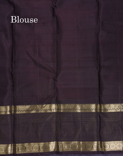 Beautiful Magenta Pure Kanjivaram Silk Saree With Contrast Dark Brown Traditional Border