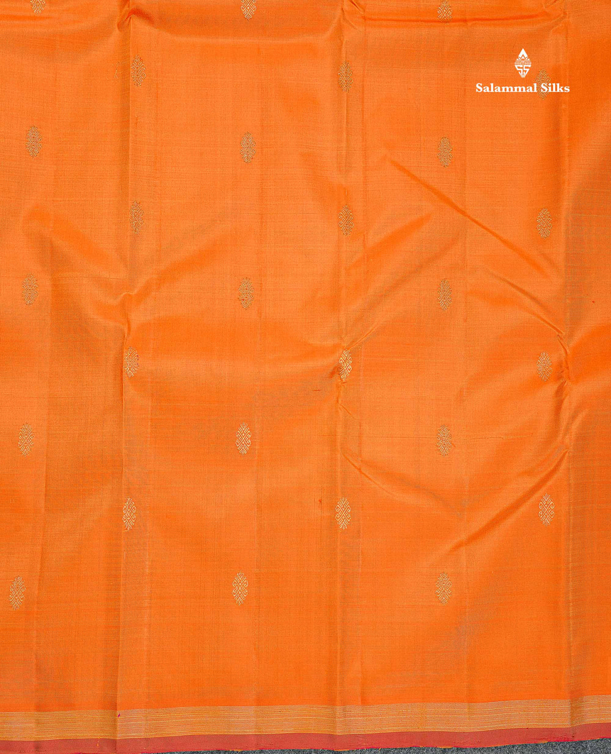 Pure Kanjivaram Silk Saree - Orange Colour Body Zari Butta With Small Zari Border