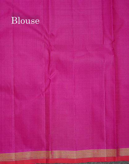 Pure Kanjivaram Silk Saree - Orange Colour Body Zari Butta With Small Zari Border