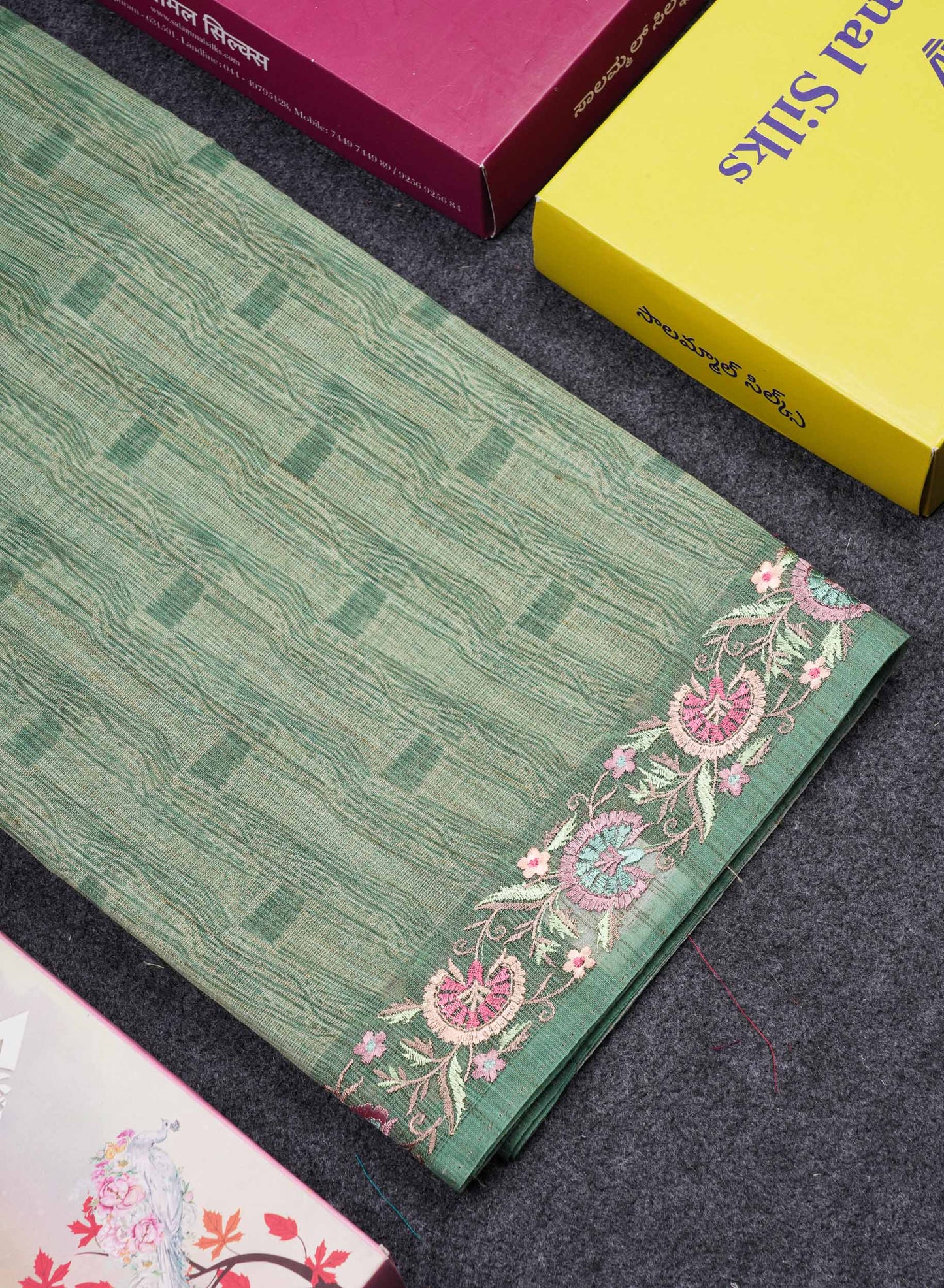 Beautiful Light Elaichi Green Kota Cotton Fancy Saree With Small Embrodiery Border