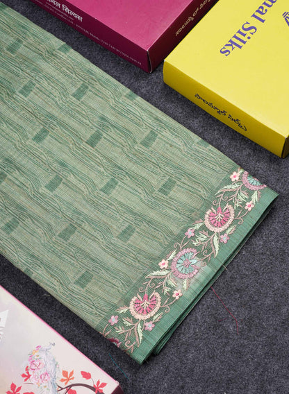 Beautiful Light Elaichi Green Kota Cotton Fancy Saree With Small Embrodiery Border