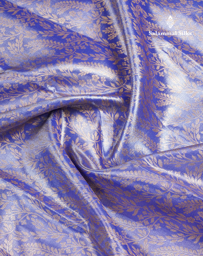 Violet Bridal Tissue Semi Silk Saree With Contrast Peacock Green Long Border